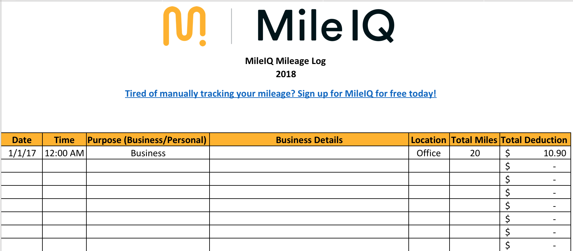 Free Mileage Template For Word